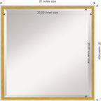 Amanti Art White Wall Mirror 21x21 Paige White Gold Square Bathroom Mirror for Wall Decor Living Room, Medium Modern Wood Frame, Hangs Horizonally and Vertically, Bathroom Decor, Beveled Edge