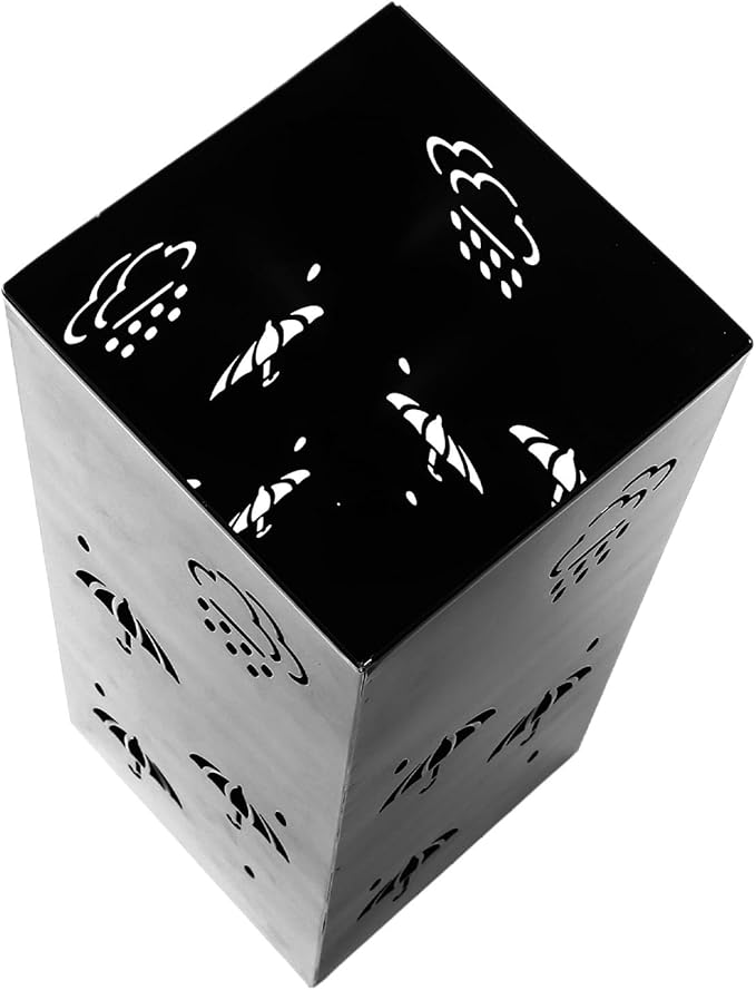 GLOGLOW Nan Metal Umbrella Stand, Carbon Steel, Stylish and Durable Umbrella Holder Bin for Entryway, Home, Office Spaces with 42x16x16cm Ornament (Black)