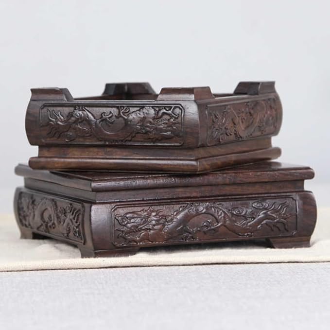 GOLDY&WENDY Oriental Furniture Decor Stand Square Indoor Wooden Vase Plant Teapot Pedestal Display Risers Home Decor Base