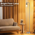 Ziisee Floor Lamps for Living Room - Industrial Standing Lamp with Glass Shade, Modern Floor Lamp with LED Bulbs, Tall Lamp for Bedroom Office - Brushed Nickel