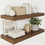 Vivelove Wide Floating Shelves for Wall 12 Inch Deep, 30" X 12" X 2" Floating Shelf, 2 Inch Thick Shelf for Living Room Bathroom Bedroom Kitchen Book Room, Rustic Farmhouse Decor Set of 2, Walnut