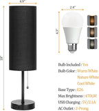 Dott Arts 18" Table Lamp for Bedroom, 3-Color Bedside Lamps with Pull Chain, Bedroom Table Lamps for Nightstand,AC Outlet Small Lamp for Living Room, Bulb Included Black