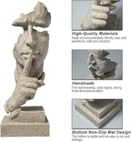 fazhongfa Thinker Statue - Silence is Gold Modern Decor Creative Abstract Art Figurine Resin Sculptures Decoration Room Home Study Office for Men Desktop Ornament (Sandstone)