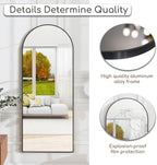 Prywot Arched Floor Mirror, 57 "x 20" Full Length Mirror Wall Mirrors Hanging or Leaning Arched-Top Full Body Mirrors with Stand for Bedroom, Dressing Room, Black