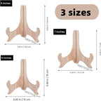 RTeng 2 Pack Wooden Display Stand for Sculptures | Plate and Stone Holder | Decorative Support Rack – Stylish Wooden Stands for Display, Plate Stands, Picture Frame Stand (5”, 6”, 7”) (5 Inch)