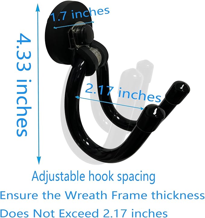 Pmsanzay 2 Pack Magnetic Wreath Hanger for Front Door, Wreath Hook Wreath Holder for Metal Door, Heavy Duty Magnets with Double Hook for Refrigerator, Christmas Decoration