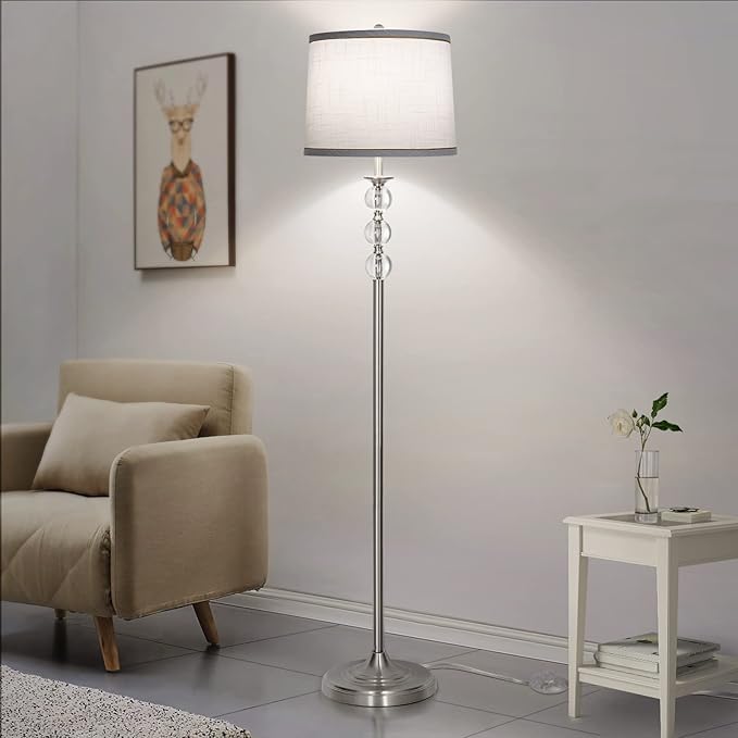 Lampshades Set of 2 for Table Lamps, Floor Lamps, Fabric White Lamp Shades 11.6" Top x 12.6" Bottom x 9.8" High, Drum Lampshades(Spider Fitter), Medium Lamp Shades Replacement, Easy Assembly Required
