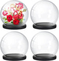 Tuanse 4 Pieces Glass Dome Display Showcase Glass Globe and Display Dome with Wood Base DIY Craft Keepsake Globe Case Gifts for Women Wedding Tabletop Centerpiece Decoration(Black)