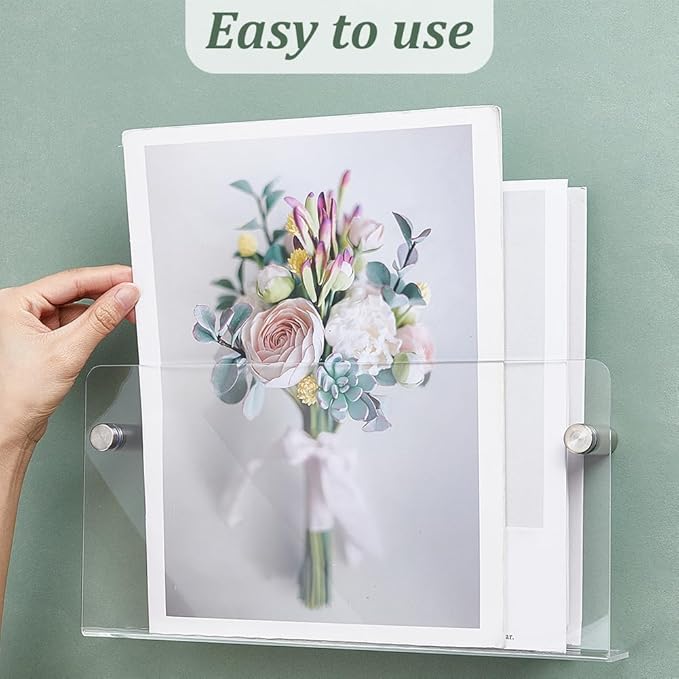 AHANDMAKER 2-Pack Acrylic Magazine Holder Brochure Holder Wall Mount 12" Record Magazine Rack Hanging Bookshelf Literature Storage Rack for Waiting Room, Living Room, Office, Home