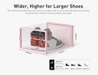 Kuject X-Large Shoe Storage Boxes Organizers Clear Plastic Stackable 12 Pack, Shoe Rack & Holder Substitute, Sneaker Containers, Toy Storage Organizer Bins for Entryway, Closet, Under Bed, Pink