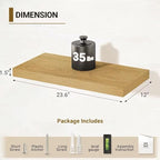 Vivelove 12 Inch Deep Floating Shelves 24 inch Long, Thick Wall Shelves with Invisible Brackets, for Bedroom Bathroom Living Room Kitchen Office, Rustic Farmhouse Decor, 23.6x12x1.5 Set of 2, Oak