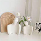 Ceramic Couple Statue Modern Shelf Decor Knick Knacks for Shelves, Valentine's Day Wedding Gifts, Home Decor for Living Room, Bedroom, Bookshelf & TV Stand (XL)