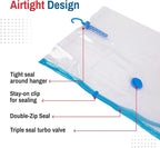 Spacesaver Hanging Vacuum Storage Bags (Pack of 4) - Vacuum Sealer Bags, Closet Organizer, Sealed Storage, Space Bag - Blanket, Bedding, Garment, Clothing, Dress, Suit, Long Coat, Jacket