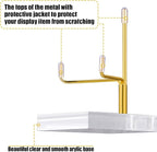 RattanView 16 Pcs Crystal Holder Easel Display Adjustable Metal Arm Display Stand with Acrylic Base Easel Rock Mineral Stand for Gemstone Fossils Geodes Mineral Agate Collection(Gold)