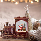 Wondise Lighted Christmas Snow Globes Musical Lantern with Timer, Battery Operated Spinning Water and Swirling Glitter Globes, Train Shape Holiday Christmas Thanksgiving Decoration