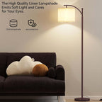 SUNMORY Arc Floor Lamp, Modern Floor Lamp with 9W 3 Color Temperatures Bulb, Metal Standing Lamps with Adjustable Hanging Lampshade, Tall Floor Lamps for Living Room, Bedroom, Office