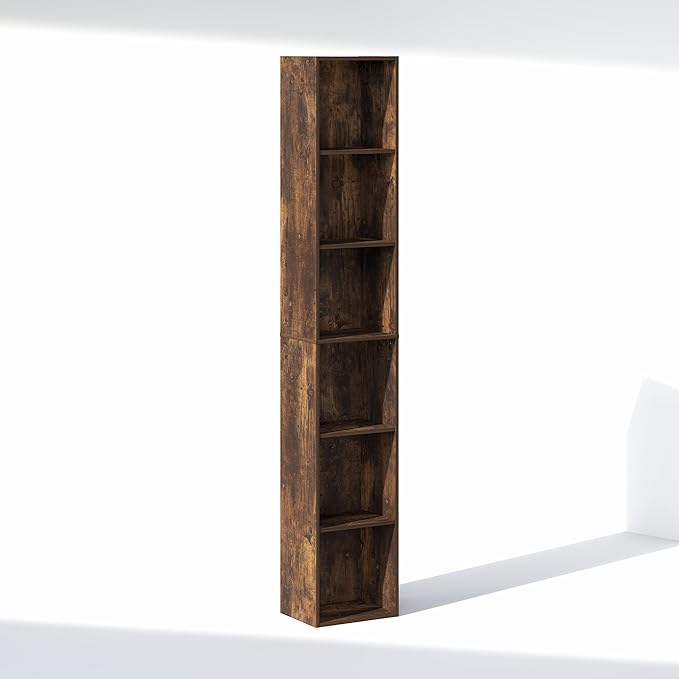 Furinno Cubicle 6-Tier Closet Organizers and Storage, Closet Organizer, Open Shelf Closet Storage, for Wardrobe, Bedroom, Living Room, Amber Pine