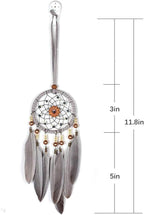 Dream Catchers for Cars Rear View Mirror, Small Feather Dream Catcher Wall Hanging Car Deco Car Charm Ornament (3.1 Grey)