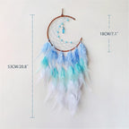 Blue Moon Dream Catcher Wall Decor Feather Dream Catchers with Pendant Handmade Dreamcatcher Wall Hanging Ornament for Bedroom Living Room Home Decor