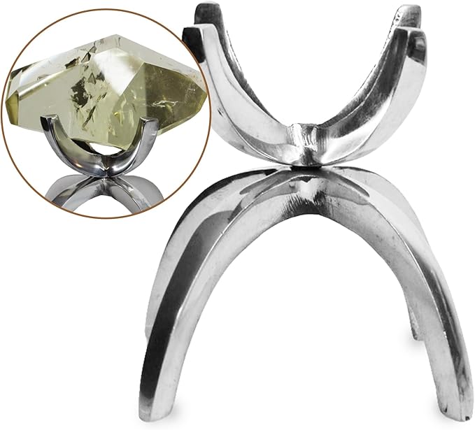My Shelfie - Modern Silver Claw Rock Display Stand, Crystal Holder with Invertable Design, Crystal Display Holds Crystals From 2-3 Inches, Handmade Aluminum Rock Stands for Display, Small
