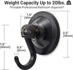 Strong Suction Cup Wreath Hanger for Front Glass Door - 20lb Vacuum Hooks for Window & Bathroom - Damage-Free, Reusable Outdoor Christmas Wreath Holder for Holiday Decor, 2-Pack (Black)