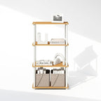 Furinno Turn-N-Tube Book Shelf, 4-Tier Bookshelf, Bookcase with Multipurpose Compact Display Rack, 11.6 x 23.6 x 43.2, for Living Room, Bedroom, Home Office, Beech/White