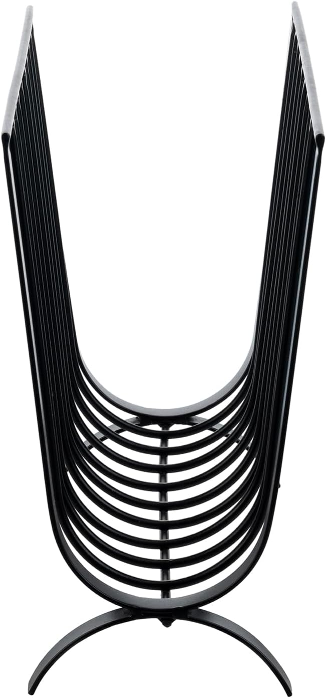 MyGift Matte Black Metal Magazine Rack, Deluxe Mid Century Wire Magazine Rack, Tabletop or Floor Standing Sling Basket for Magazines and Newspapers