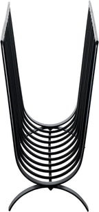 MyGift Matte Black Metal Magazine Rack, Deluxe Mid Century Wire Magazine Rack, Tabletop or Floor Standing Sling Basket for Magazines and Newspapers