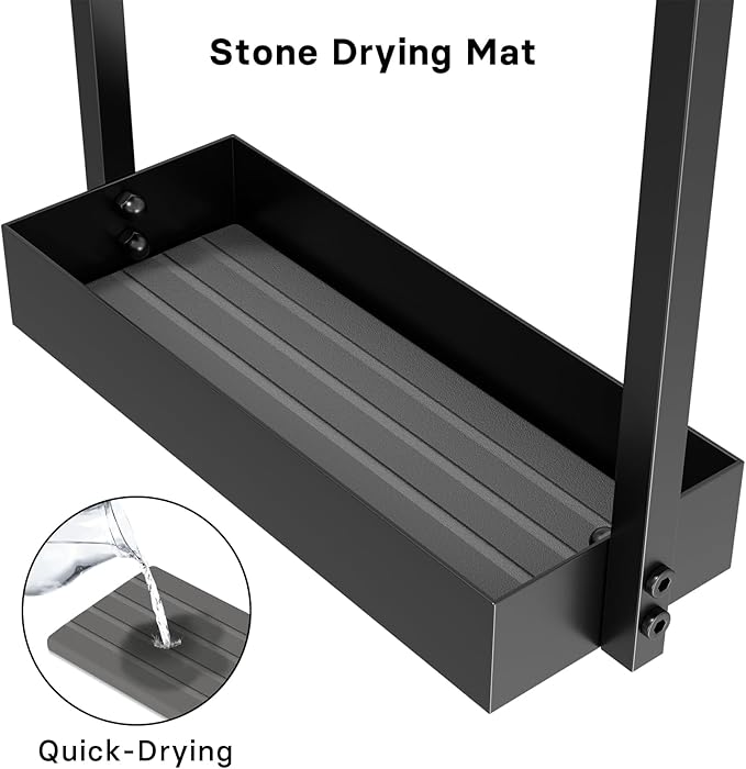 Umbrella Stand with Drying Stone, Steel Umbrella Holder Rack, Organizer for Entryway, Mudrooms, Office, Black