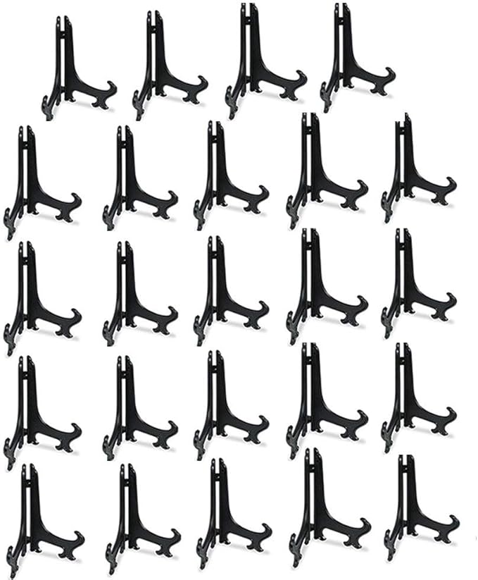 Artliving 5" Black 24pcs/Set Plastic Easels Plate Display Stands Picture Frame Stand Holder