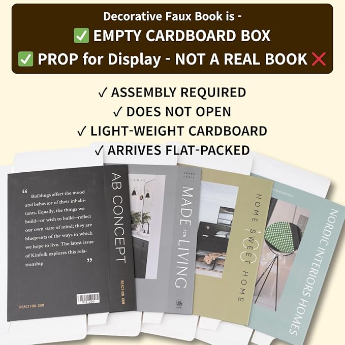 PROBENEX Olive Large | 4 PCS Faux Decorative Books for Home Decor | Not Real Books (Cardboard Boxes) | Coffee Table, Shelf Styling & Modern Aesthetic Accent Pieces for Living Room, Office