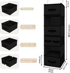 GRANNY SAYS Hanging Closet Organizer 6 Shelves, Closet Organization and Storage with 5 Different Drawers, 6 Side Pockets Wardrobe Clothes Organizer for Closet, Black, 1-Pack