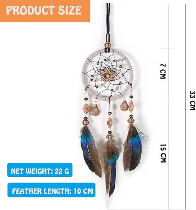 AKOAK 1 Pack Dream Catcher Rearview Mirror Car Charm Accessories, Boho Style Handmade Car Charm Pendant Decorative Pendant - Girl Woman Bedroom Living Room Home Decoration