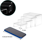 Cerpourt 8Pcs Acrylic Display Risers(6",5",4" 3") Clear Product Stand,Cupcakes Holder Dessert Display Transparent Showcase Stands, Candy Bar Risers, Acrylic Lifts Display for Figures