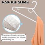 Amber Home 36 Pack Super Heavy Duty Plastic Hangers, White Plastic Hangers Non-Slip for Coat Jacket and Shirt, Non-Slip Pants Bar, Thick Strong Plastic Clothes Hangers with Hook for Scarves and Belts