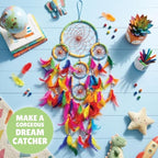 Kalakaram DIY 5 Ring Dream Catcher Making Kit | Create Magical Dream Catcher with Wooden Rings, Feathers, Beads & Colorful Yarns | Room Decor Craft Kit