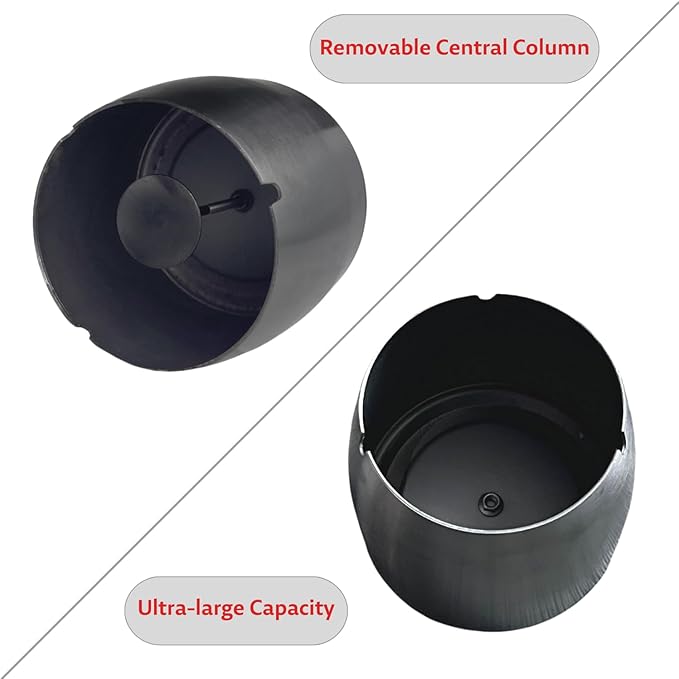 Ash Tray, Large Outdoor Ashtray with Lid, Ashtray for Outside Patio, Stainless Steel Windproof Smokeless Ash Tray for Balcony, Ashtrays for Smokers, Cigar, Home Office Decoration