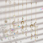 SUNNYCLUE 1 Box DIY 8 Sets Sun Catchers Kit Moon Suncatchers Gold Star Crescent Hanging Prism Suncatcher with Crystal Rainbow Maker for Windows Indoor Outdoor Home Garden Party Wedding Decor Gifts