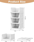 Closet Organizer System, Stackable Plastic Clothes Storage Basket, Stackable, Foldable Organizers for Wardrobe Clothes Organizer Suitable for Bedrooms Bathrooms Kitchen Living Rooms (2pack)