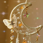Artilady Dream Catcher for Girls - White Butterfly Small Moon Dream Catchers with Crystals Cute Room Decor for Teen Girls Boys Boho Bedroom Wall Home Decorations Birthday Christmas Women Gifts