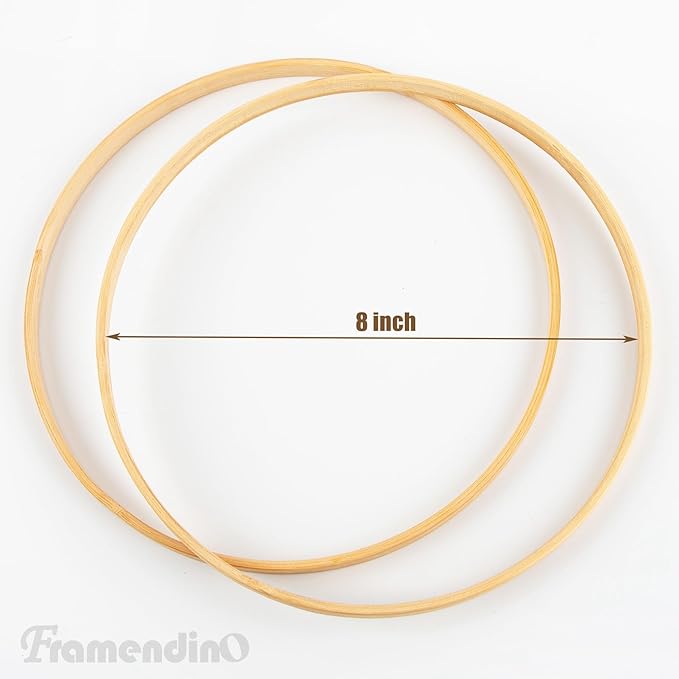 Framendino, 20 Pack Wooden Bamboo Ring Hoop Dream Catcher Rings Macrame Floral Hoops Craft for DIY Wedding Wreath Wall Hanging Decorations (8 in)