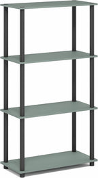 Furinno Turn-N-Tube Storage Shelves, 4-Tier Toolless Book Shelf, Corner Shelf, Toolless Open Shelves, for Organization and Storage, Living Room, Garage, Home Office, Sage Green