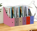 Limitliho 6 Pack Cardboard Magazine Holder for Desk, Book Bins for Classroom Library,Office,Home, 10.6" H x 10.2" L x 3.5" W in Magazine File Holder (Elegant color)