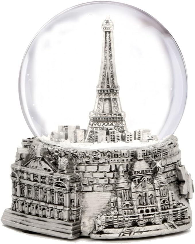 Mini Silver Paris Eiffel Tower Snow Globe, (2.5 Inches Tall) Paris Snow Globes Collection