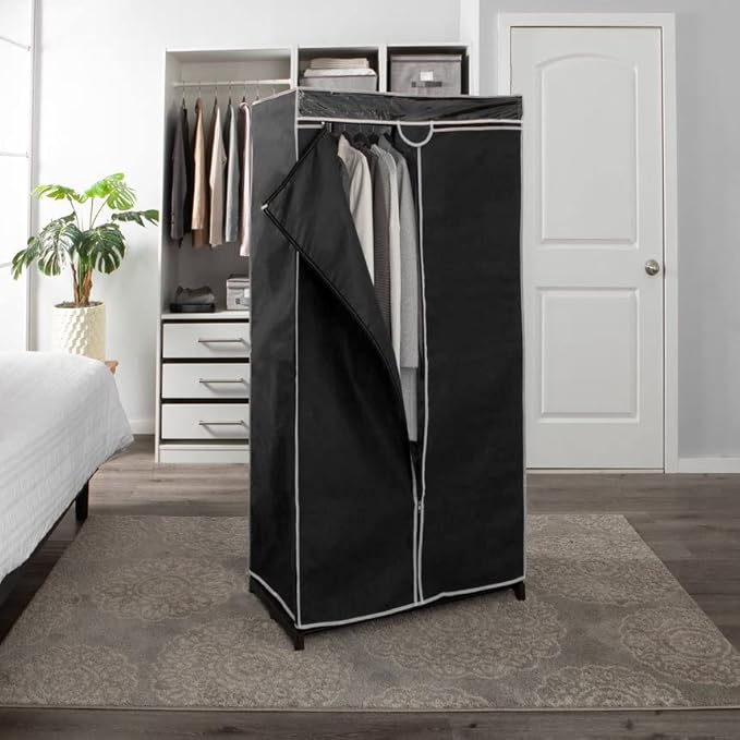 Simplify, Organizer, for Clothes and Accessories, Heavy Duty, Hanging Rod, Easy to Assemble in Black 36" Wide Portable Closet, 63"x36"19" (4062-BLACK)