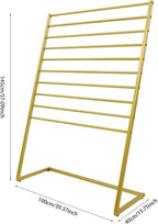 10 Tier Metal Scarf Organizer Holder, Freestanding Scarf Rack, Scarf Holder Organizer for Commercial Clothing Retail Store Towel Rack Ties Belt Pants Hanging (Gold, 39.37 * 15.75 * 57.09in)