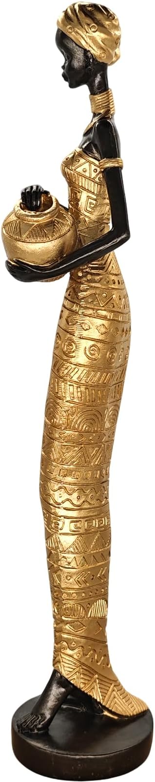 African Statue Sculptures - 16.4" Lady Figure Figurines,Table Top Resin Home Decor,Suitable for Placement in Study, Bedroom, Living Room(Gold)