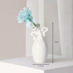 Vase with Attitude, White Ceramic Small Neck Vases, Novel and Lovely Unique Shape Vase, 7inch Modern Home Decoration Vases, Can Be Used As A Decoration for Dining Table Bookcase and Desk