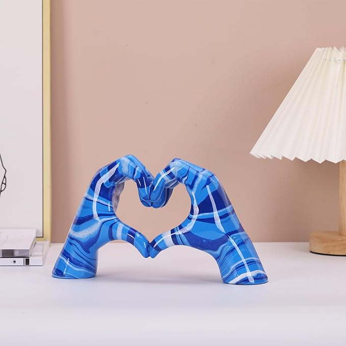 DOVDOV Hand Heart Decoration, Heart Hand Statue, Love Finger Sculpture Wedding Decoration, Suitable for Bookshelf Coffee Table Office Bedroom TV Cabinet Bookshelf Small Ornaments Home Decoration.