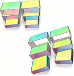 12 PCs Small Iridscent Risers Display Stands 3 Tiers Desktop Acrylic Shelves Small Cake Dessert Holder Products Stand for Collectibles Shoes Jewels Pop Figure (Iridescent2)